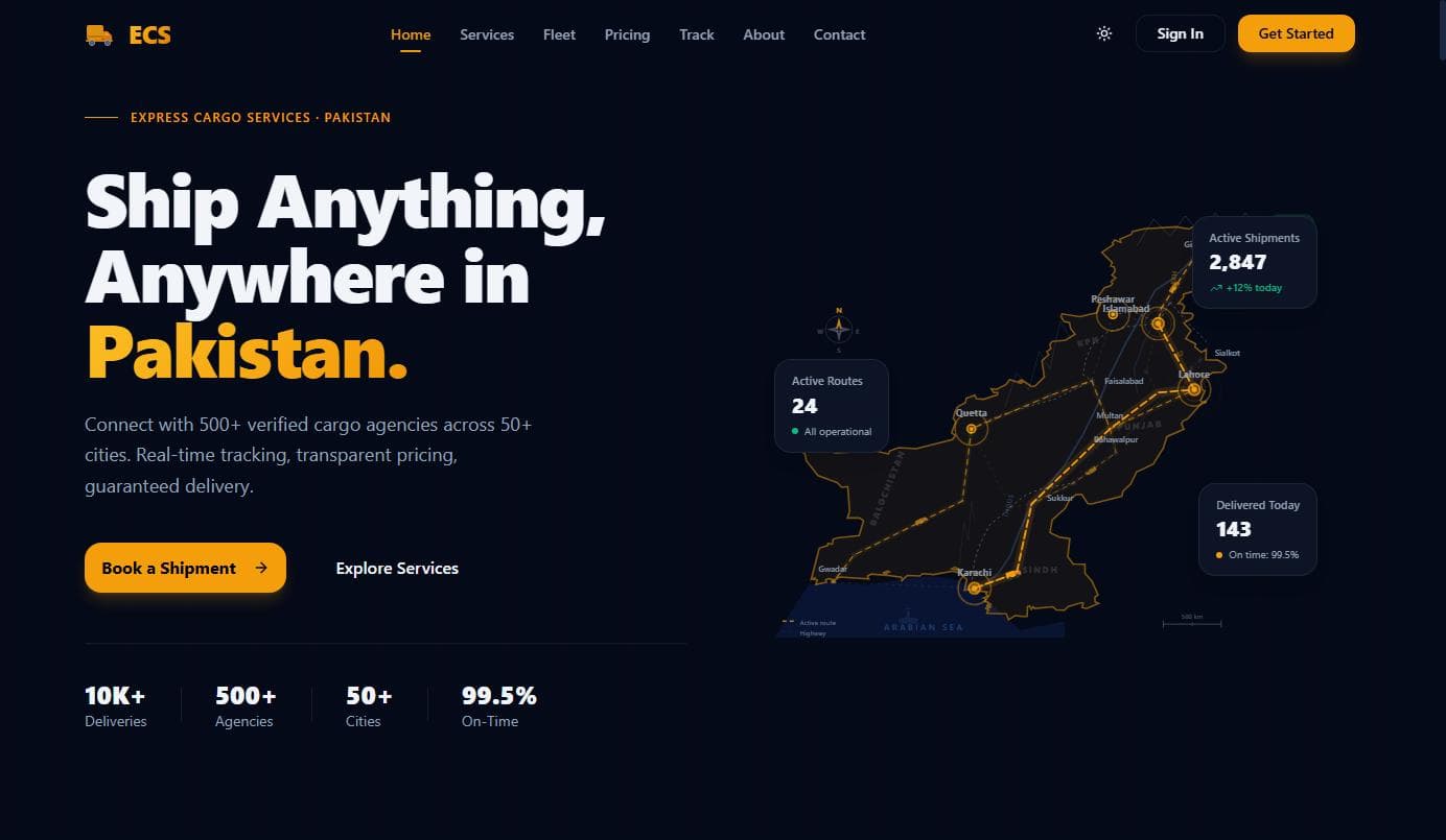 Express Cargo Services homepage